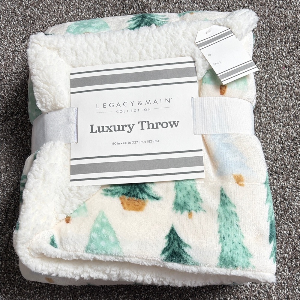 Green Tree Sherpa Luxury Throw Blanket